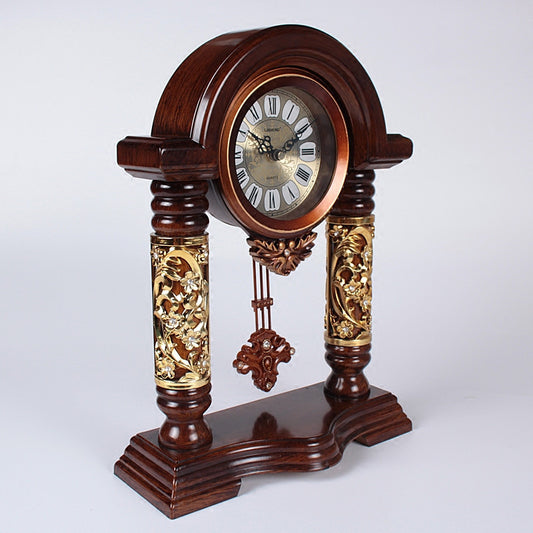 High-end Chinese Retro Decorative Desk Clock For Living Room Atmospheric Silent Clock With Pendulum